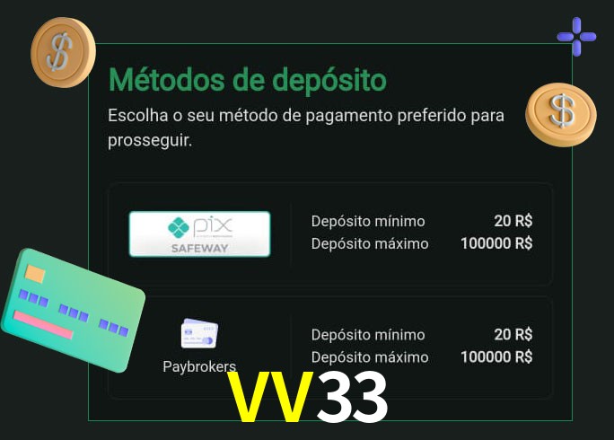 O cassino VV33 oferece uma grande variedade de métodos de pagamento